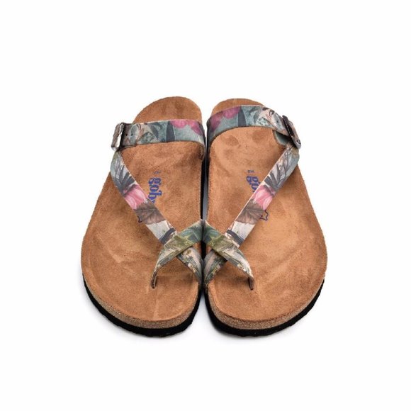 Goby Shoes - Genuine Leather Floral Flip-Flop - Picture 2 of 5